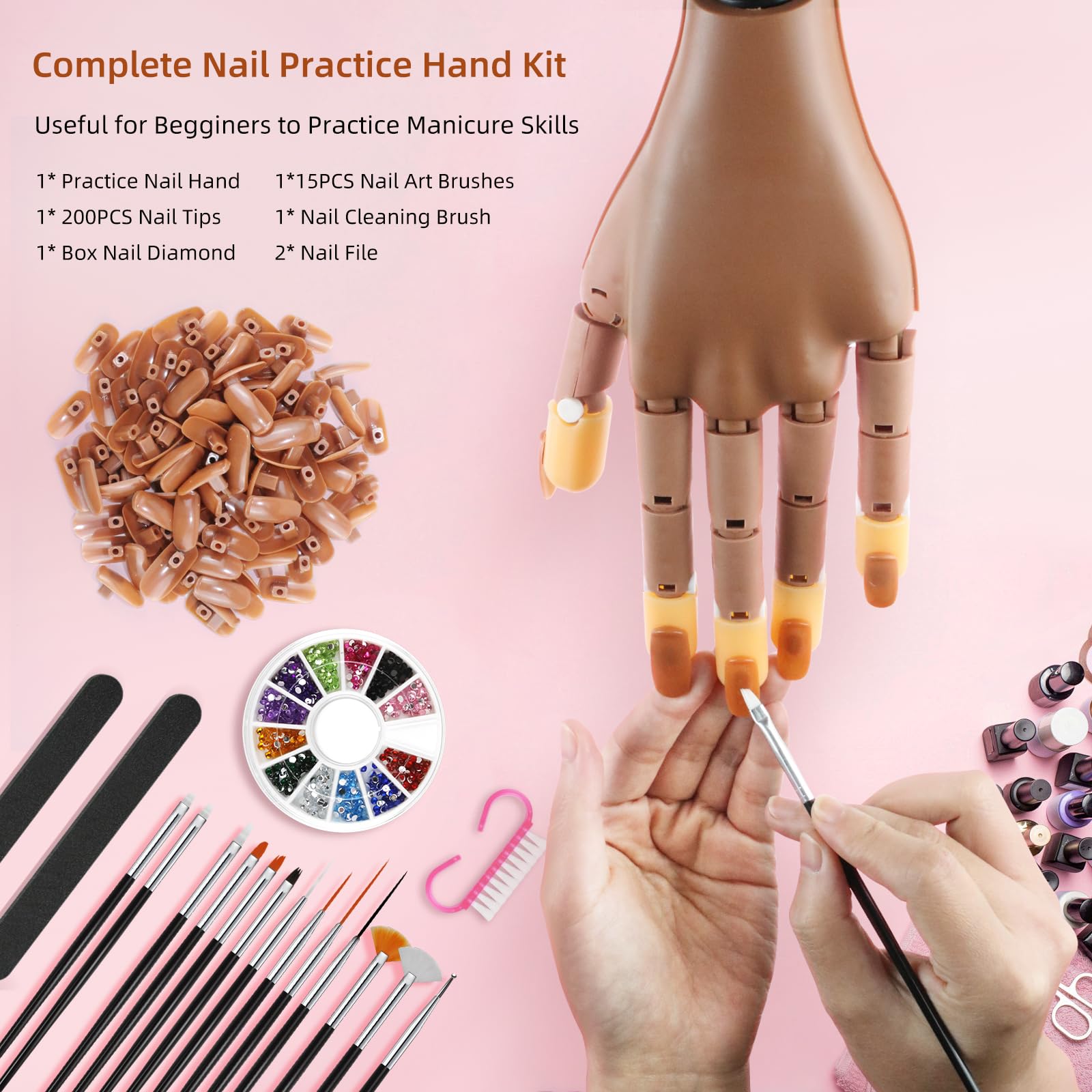 Niqzopa nail training mannequin hand with table clamp