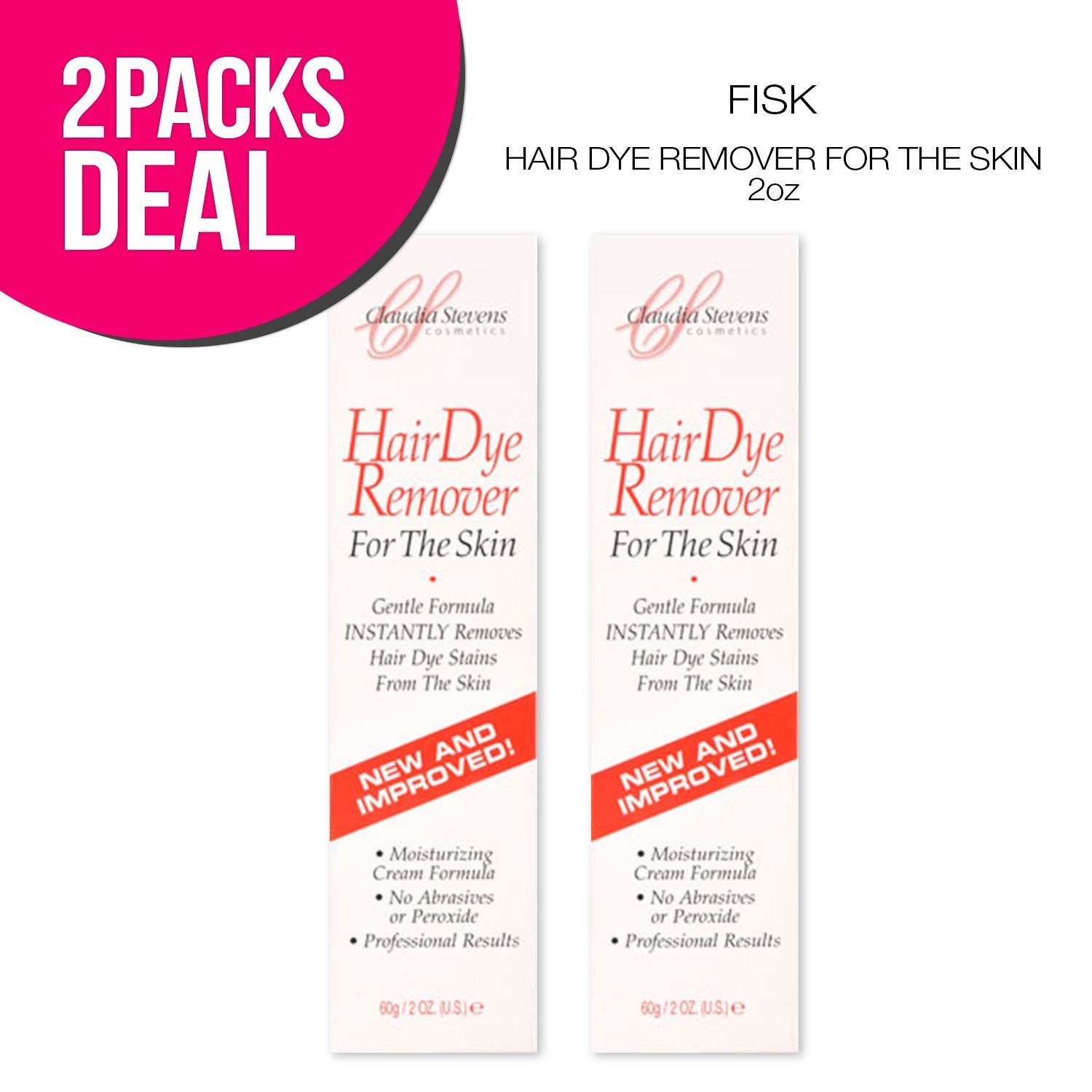 Moisturizing skin dye remover two pack deal package by Claudia Stevens Cosmetics.