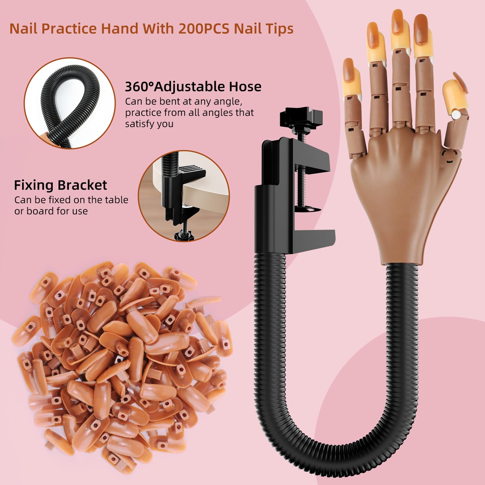 Side view of Niqzopa flexible movable nail art practice hand