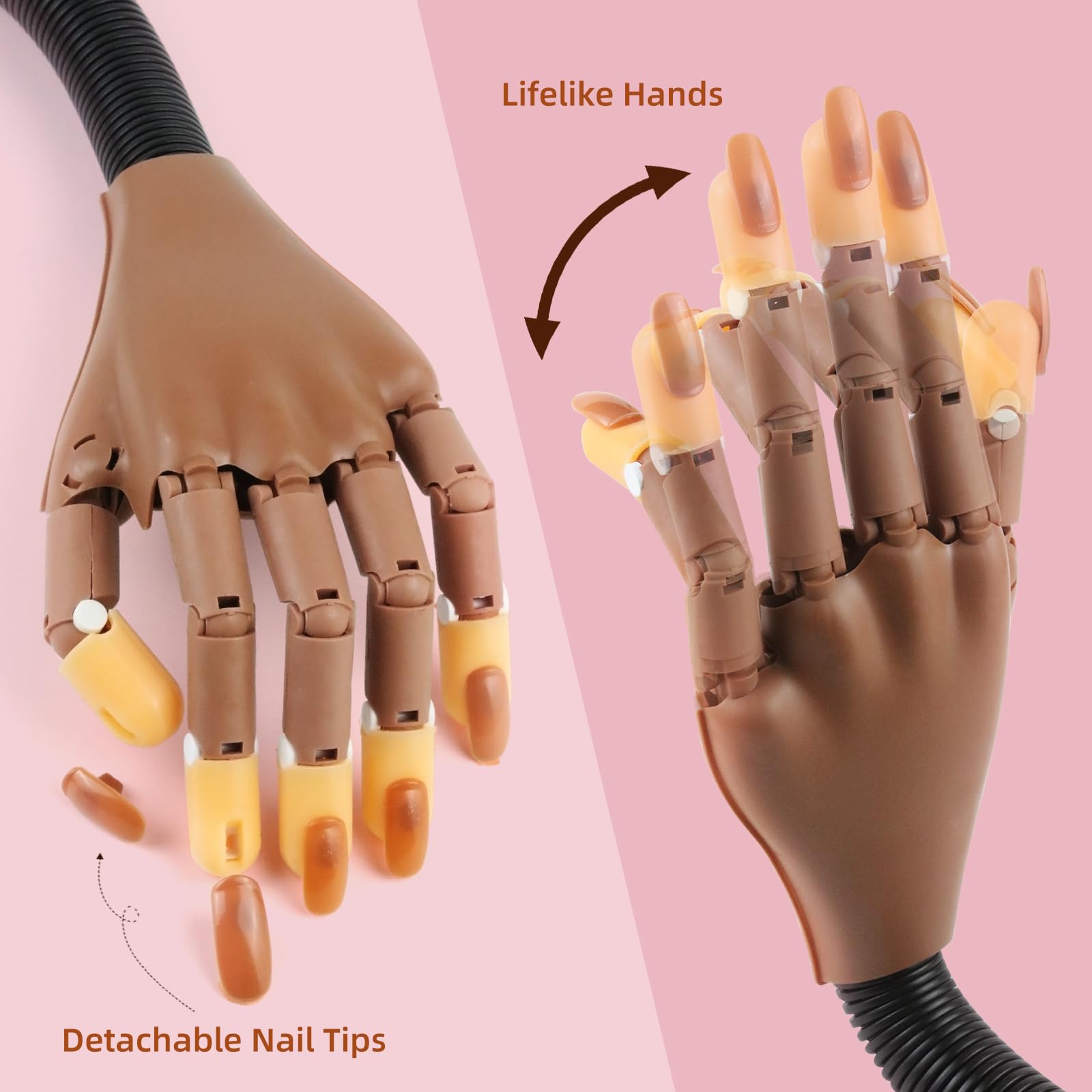 Close up of Niqzopa mannequin fingers with nail tips applied