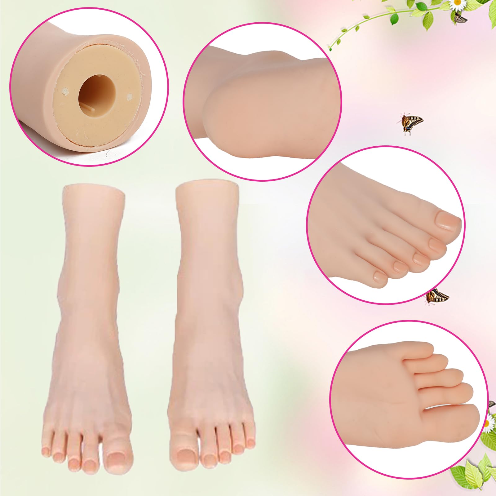 Realistic silicone foot model with bendable toes