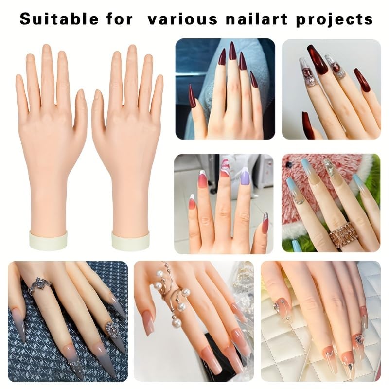 Soft touch nail practice hand showing finger flexibility