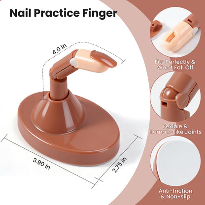 Close up of adjustable mannequin fingers for nail training