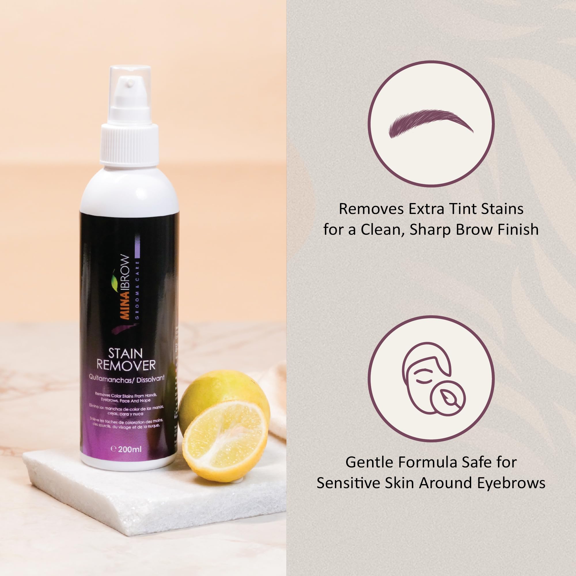 Minaibrow skin tint cleaner liquid packaged bottle for professional grooming results