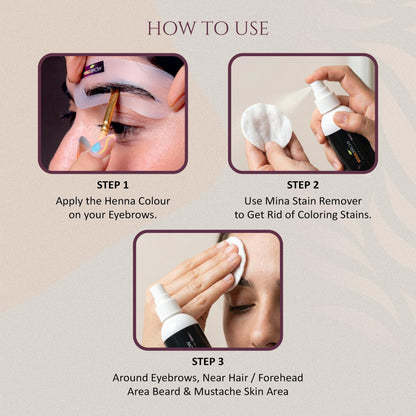 Lemon peel oil infused eyebrow tint stain removing liquid product packaging
