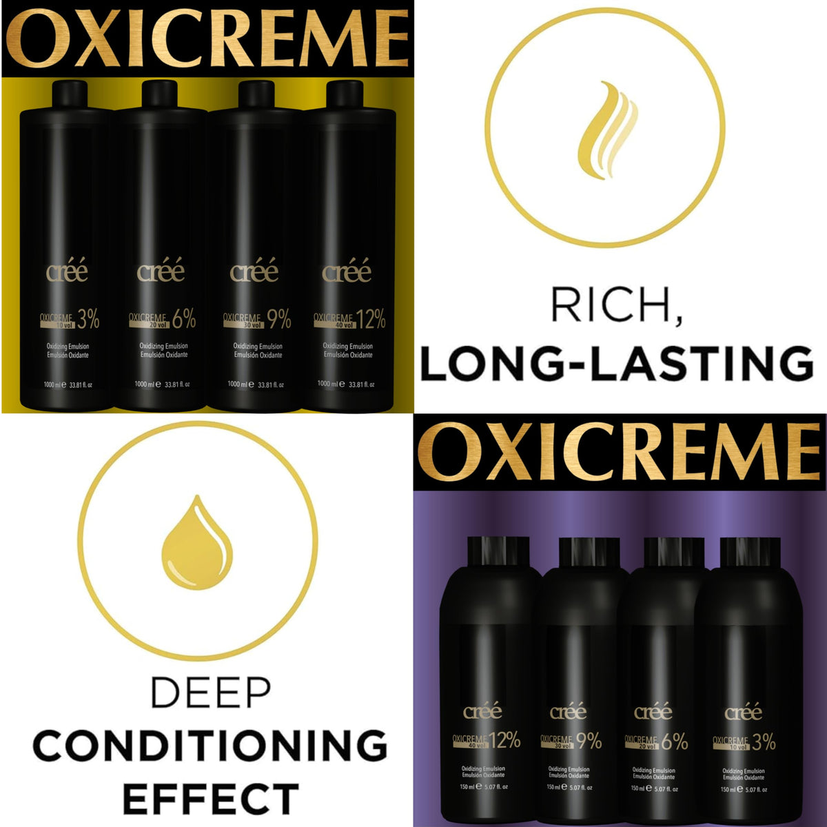 CrÃ©Ã© Oxicreme oxidizing emulsion bottle showing cream consistency directions