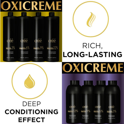 CrÃ©Ã© Oxicreme oxidizing emulsion bottle showing cream consistency directions