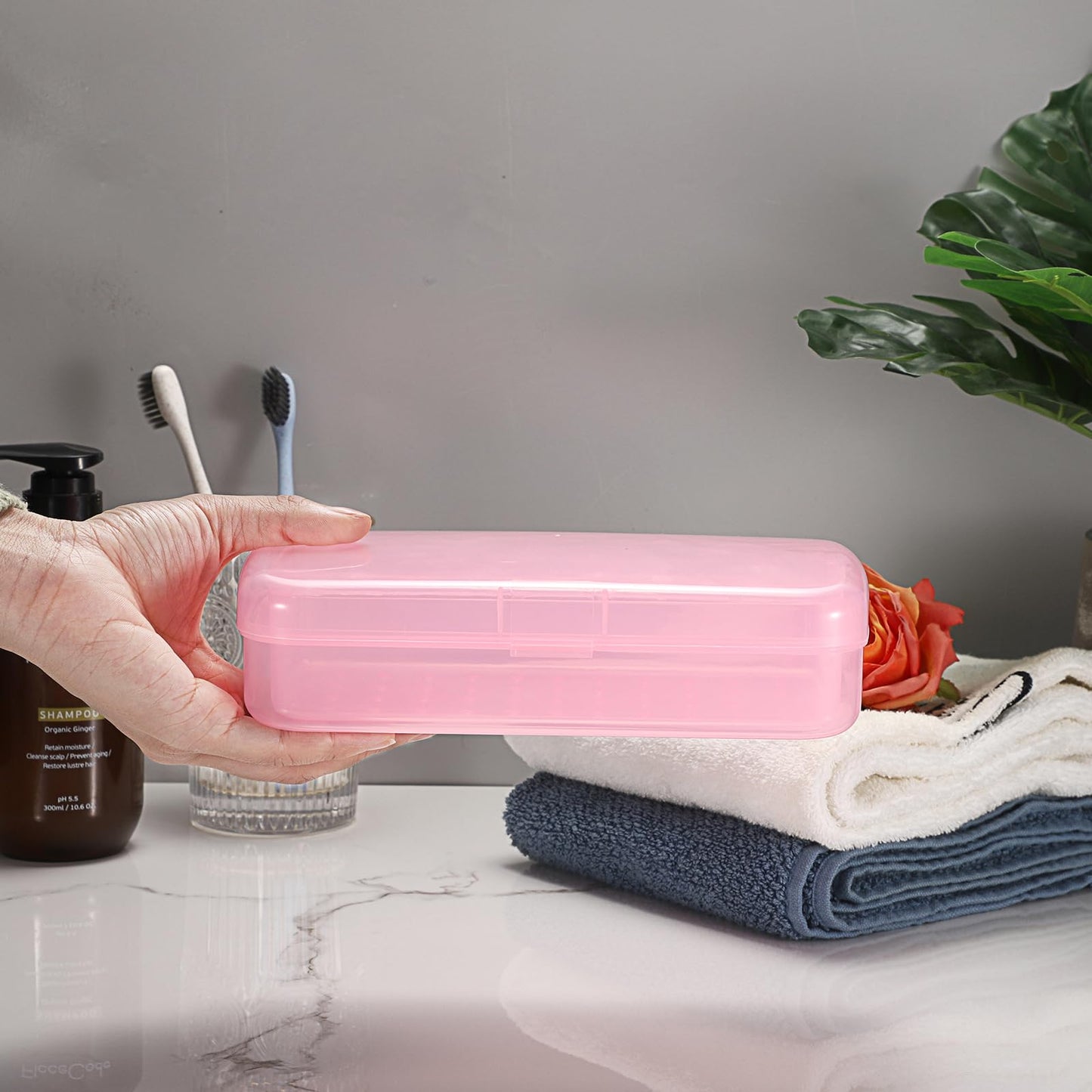 Transparent plastic sterilizing box for nail drill bits and tweezers