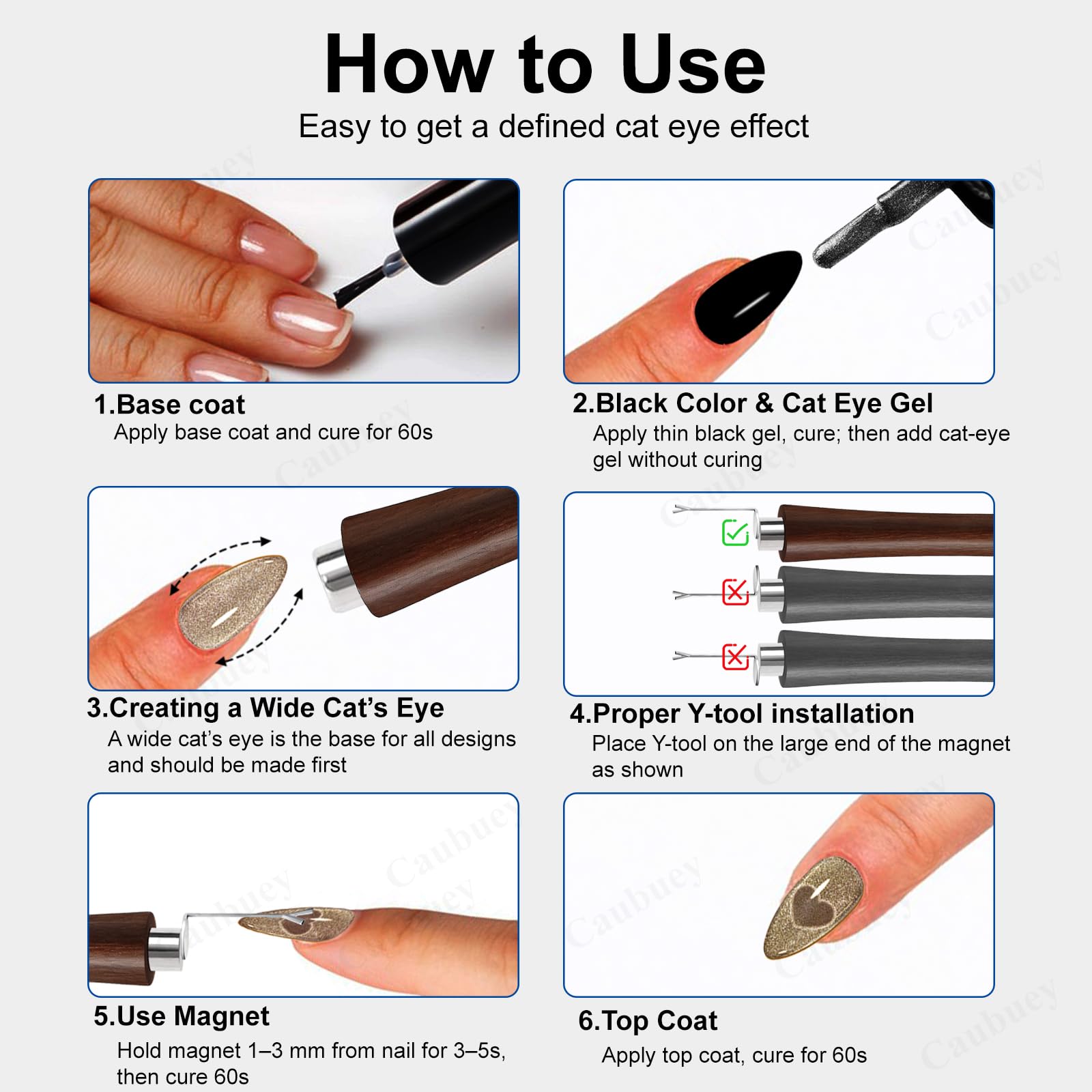 Multifunctional cat eye gel polish magnet with wooden handle