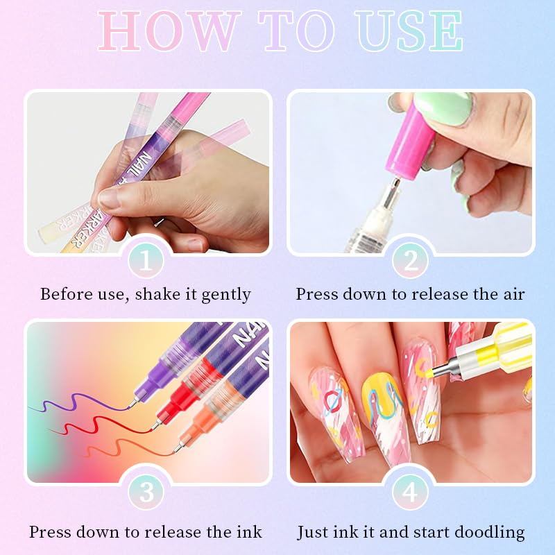 Detailed view of the 0.5mm fine tip nail marker