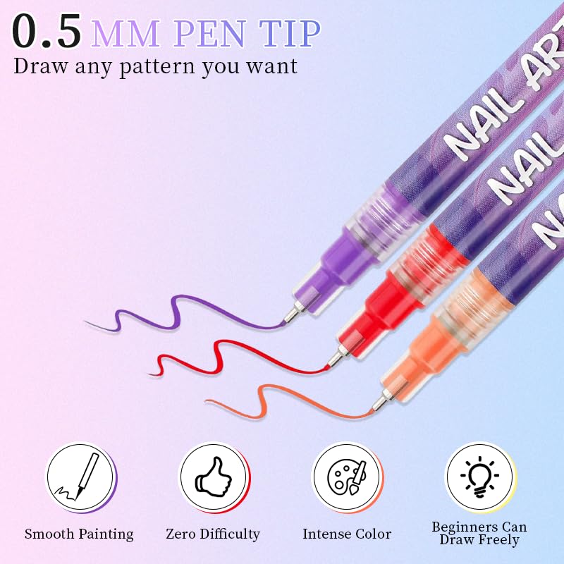 Examples of nail art designs created with Salafire markers