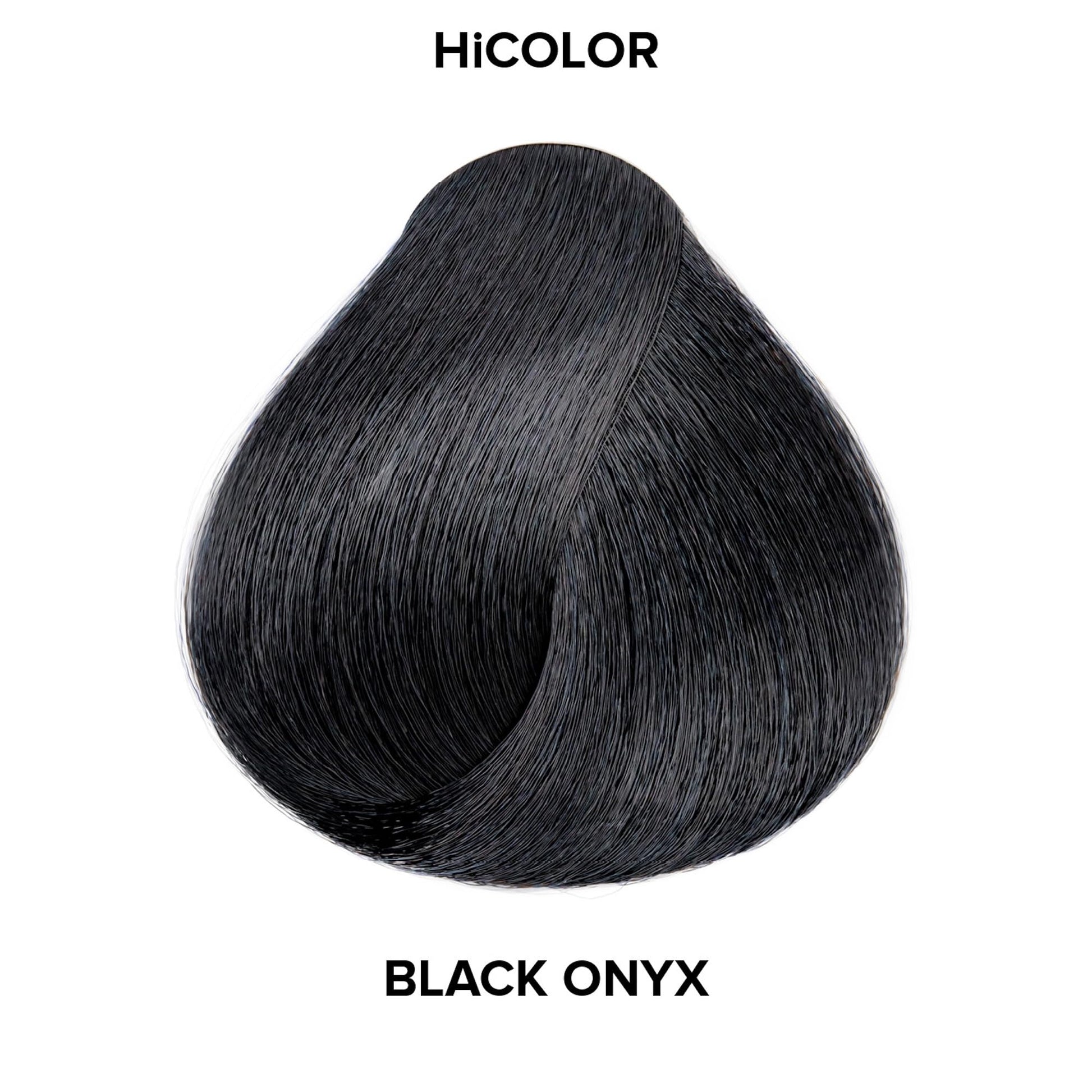 Back profile of L'Oreal HiColor permanent creme showing conditioning ingredients and fade resistant technology.