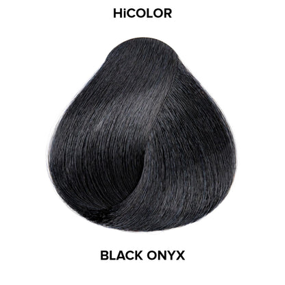 Back profile of L'Oreal HiColor permanent creme showing conditioning ingredients and fade resistant technology.