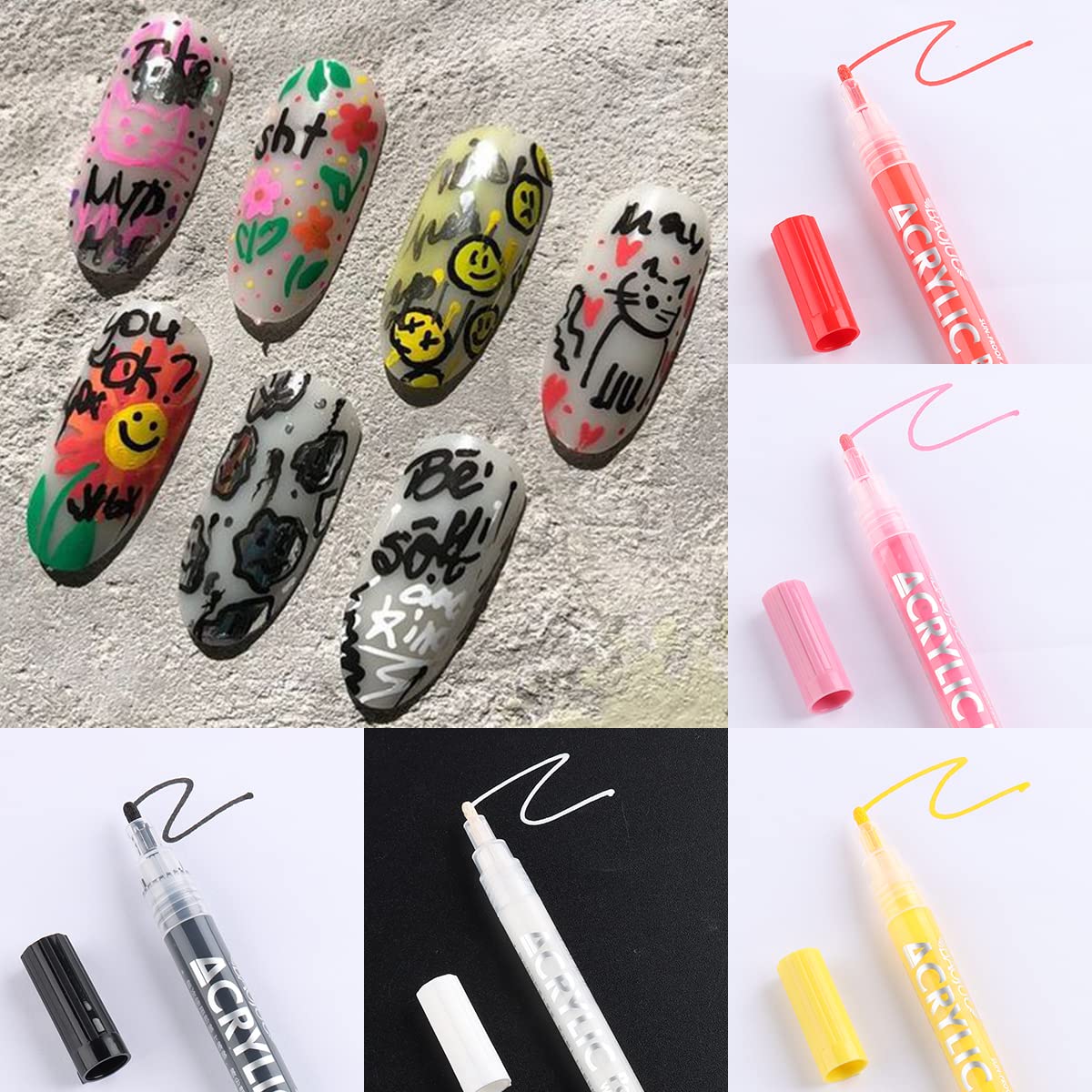 Quick dry nail art markers on natural nails