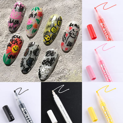 Quick dry nail art markers on natural nails