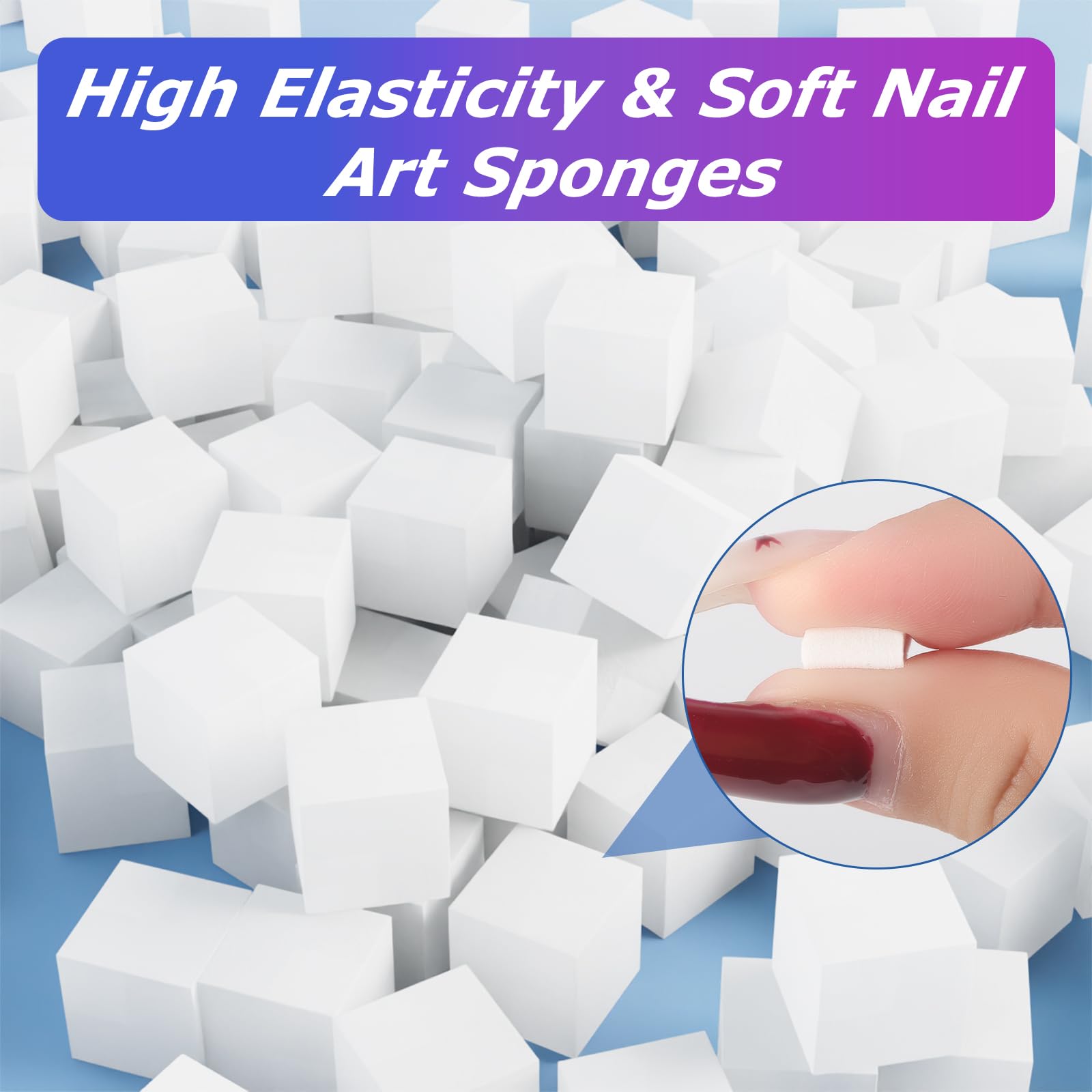 White mini sponges for gradient ombre nail art