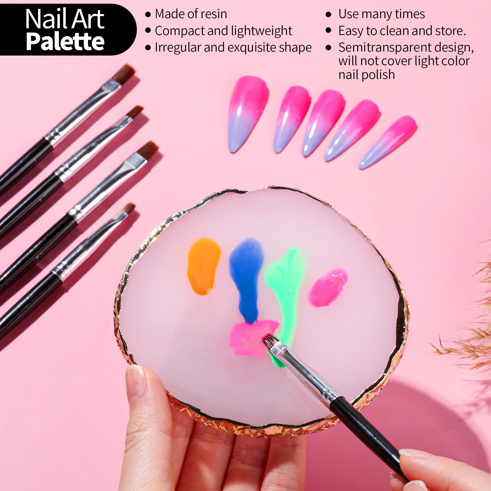 Detailed view of the 11-piece nail brush selection for detailing