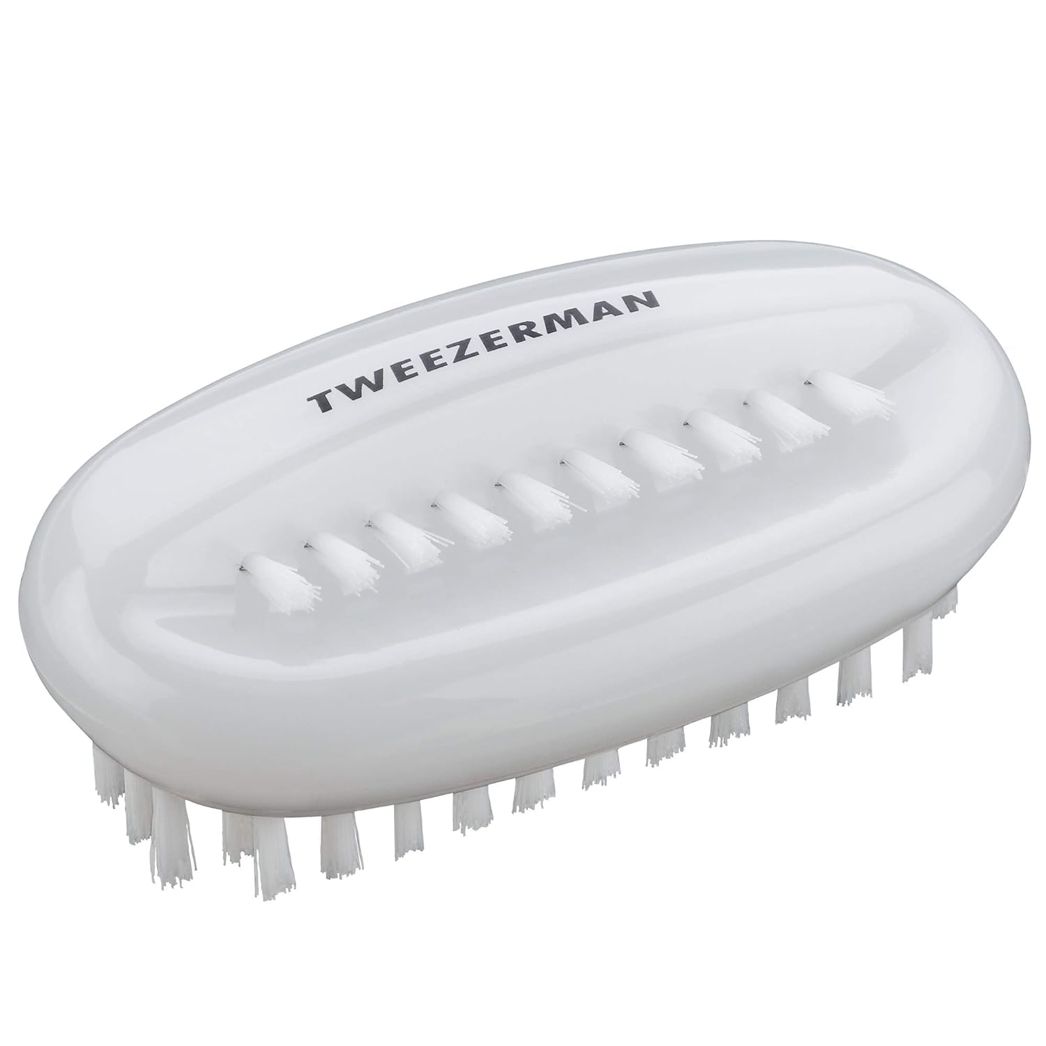 Tweezerman nail brush showing ergonomic handle design