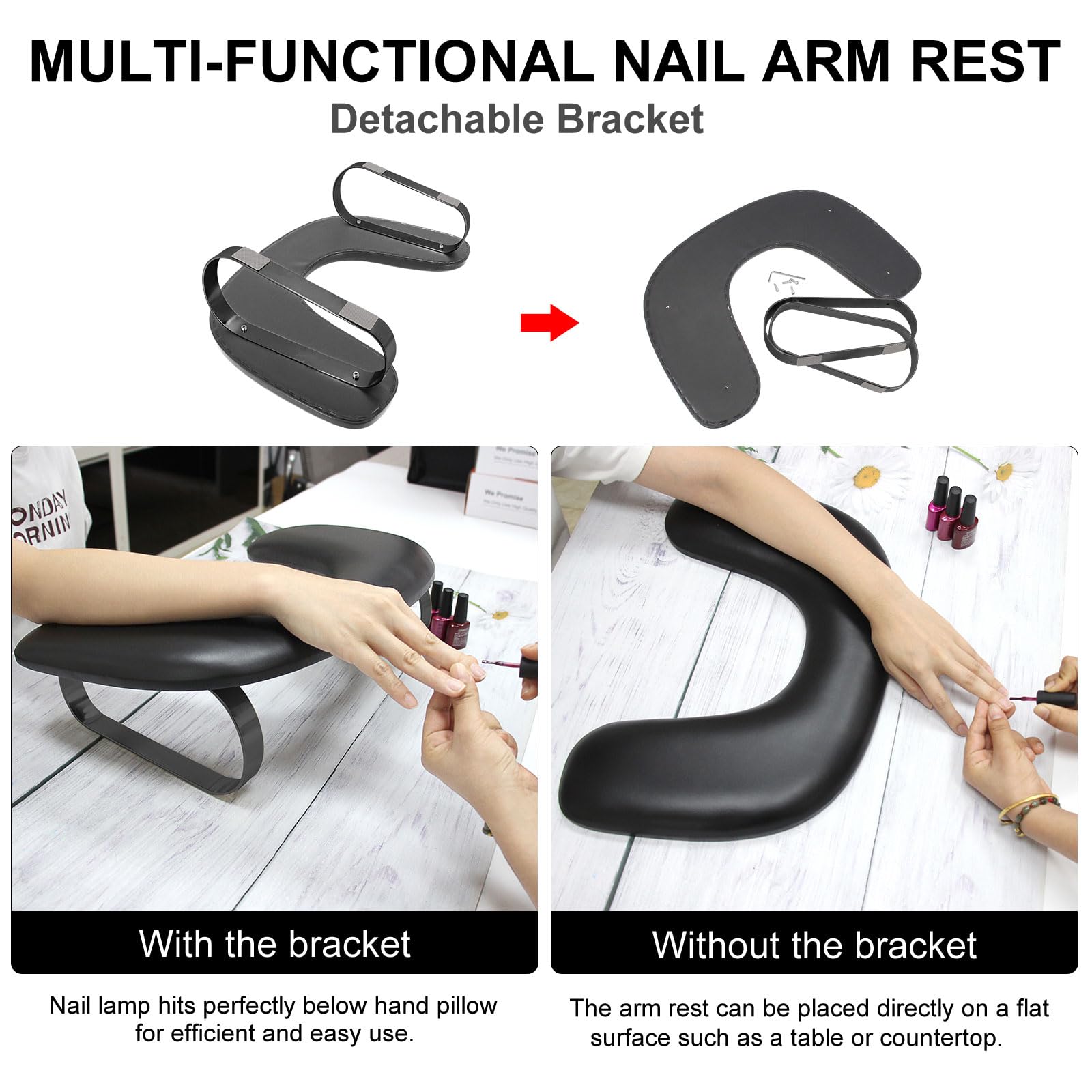 Noval manicure arm rest with detachable bracket legs detached
