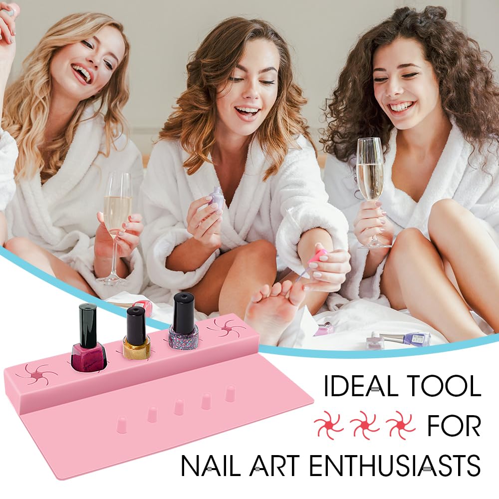 Ergonomic silicone nail painting station with bottle stand
