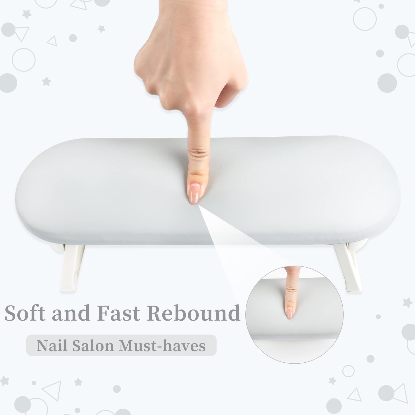 Side profile of foldable nail hand pillow for salon
