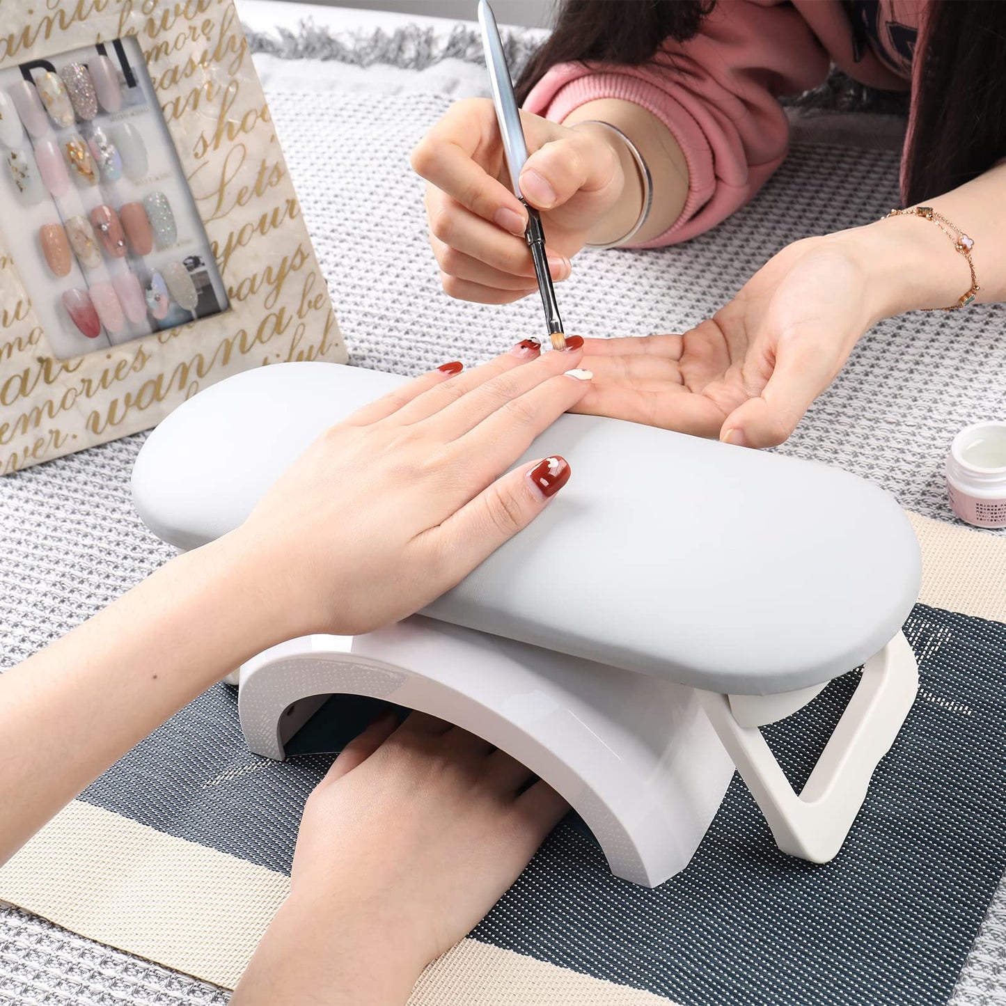 White PU leather nail arm rest cushion for manicure