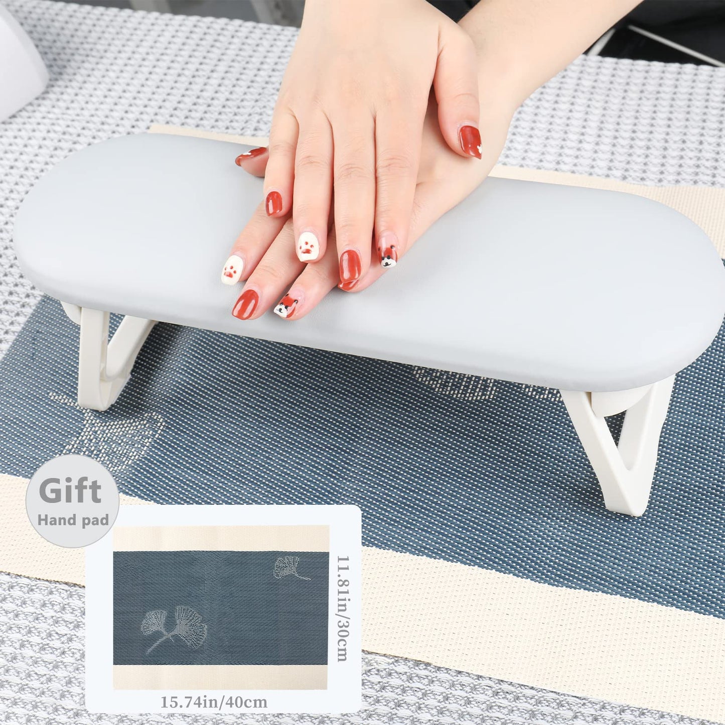 Close up view of high density foam nail arm rest