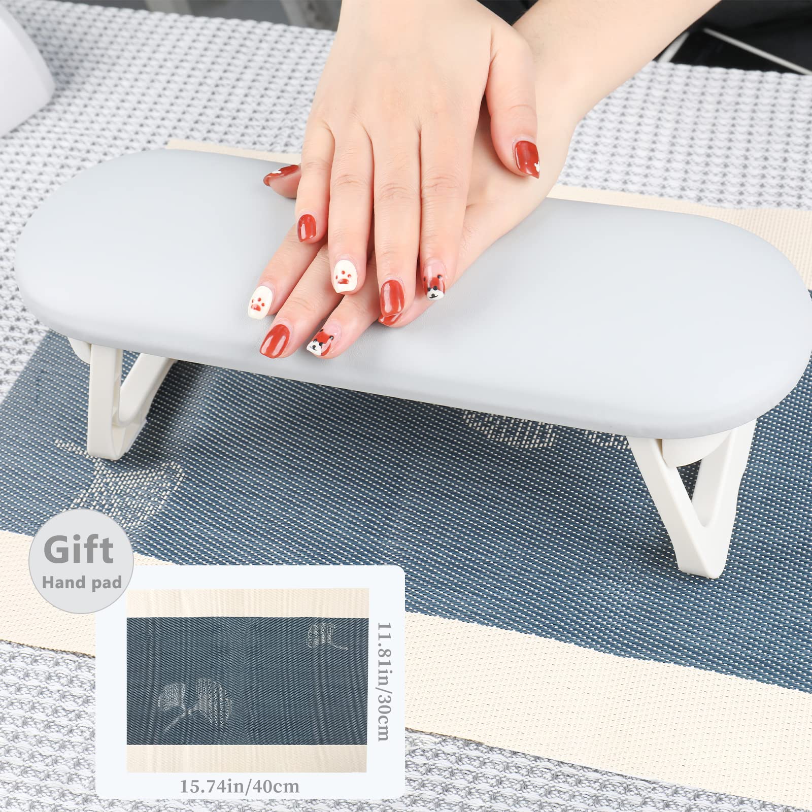 Close up view of high density foam nail arm rest