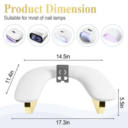 U-shaped white manicure hand rest for nail technicians