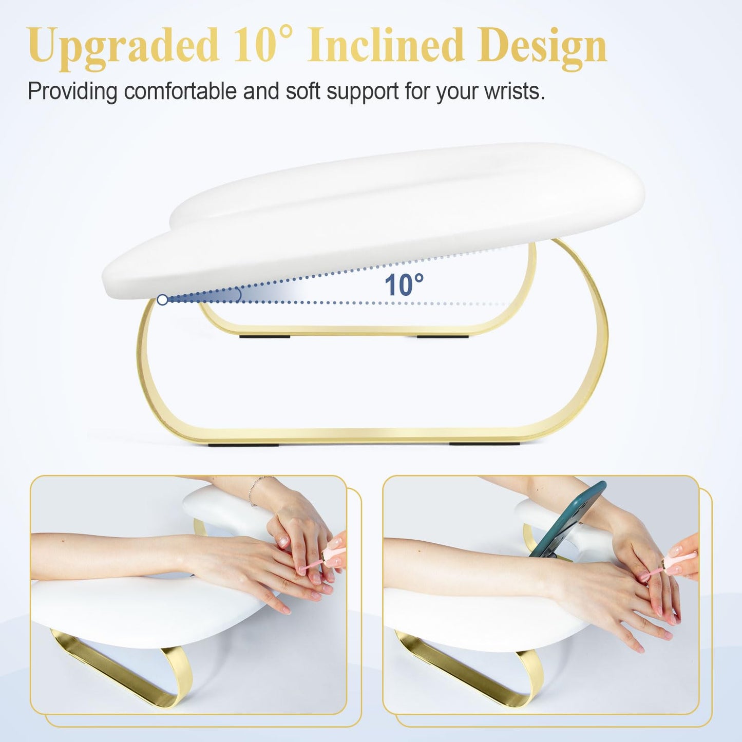 Ergonomic manicure hand stand showing soft texture