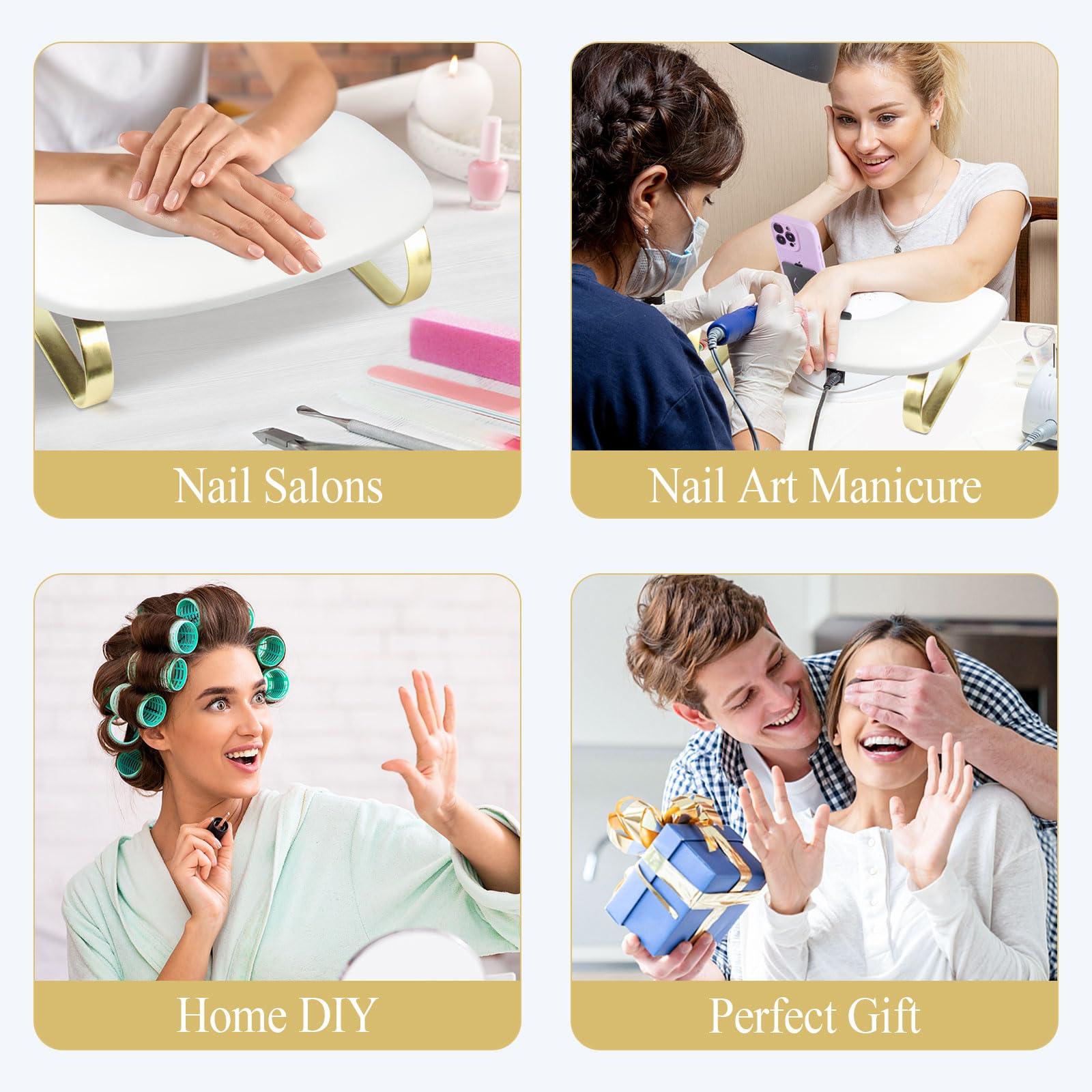 Professional nail salon workspace with white arm rest