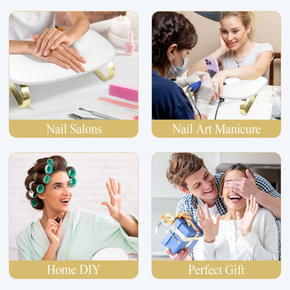 Professional nail salon workspace with white arm rest