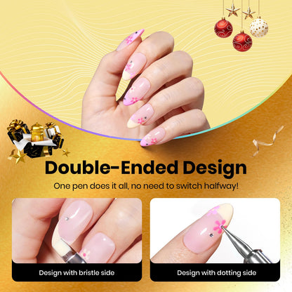 Beetles nail art brushes displayed with pearl and bowknot decorations.