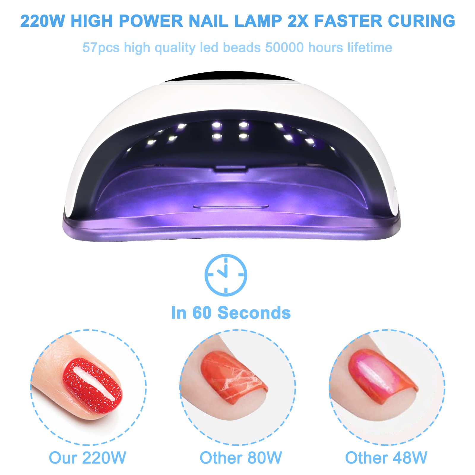 Wisdompark nail lamp interior with 57 LED beads