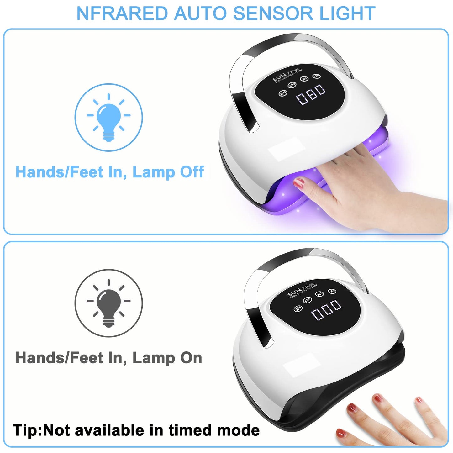 Top view of Wisdompark gel nail curing lamp