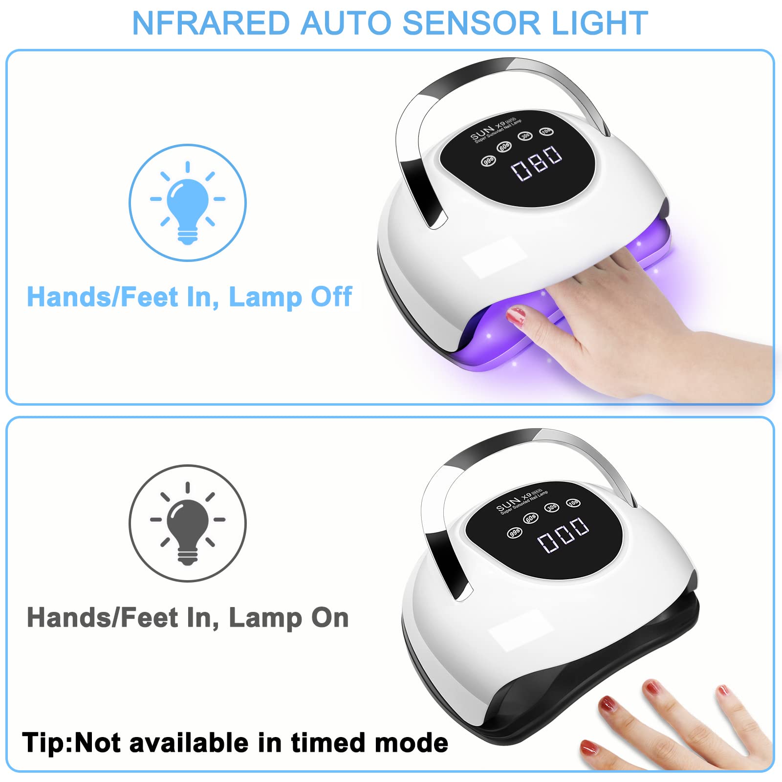 Top view of Wisdompark gel nail curing lamp