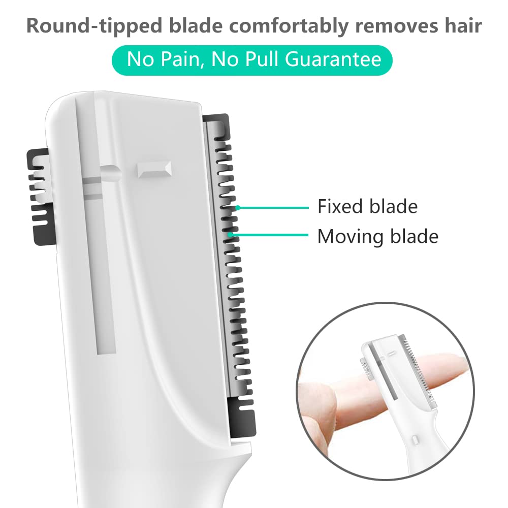 Funstant facial hair remover for women showing the dual blade detail head