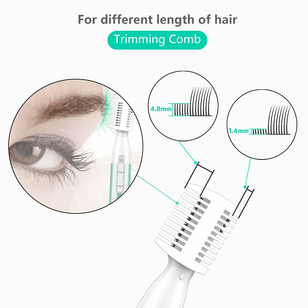 Premium battery operated eyebrow razor with detachable grooming comb attachment