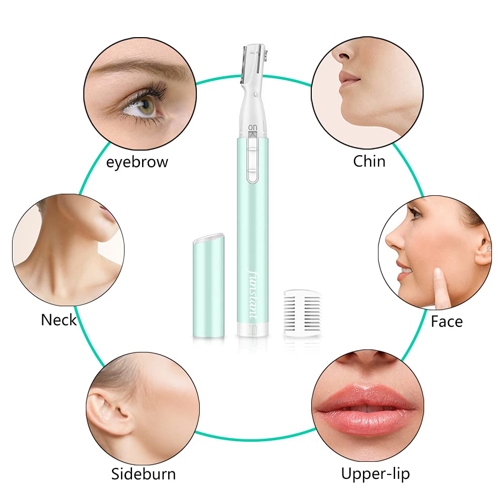 Close up of the hypoallergenic blades on the Funstant women trimmer
