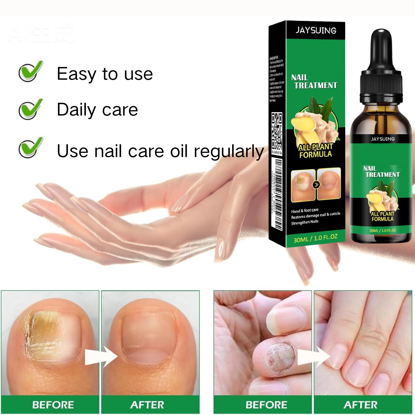 Applying Aguppo ginger cuticle oil to fingernails