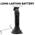 Supreme Trimmer cordless beard trimmer side view showcasing the sleek power button placement.
