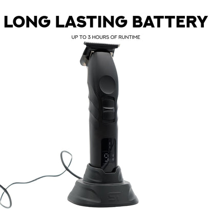 Supreme Trimmer cordless beard trimmer side view showcasing the sleek power button placement.