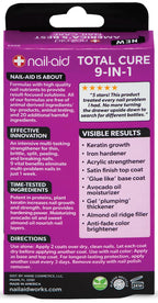 Nail-Aid Total Cure 9 in 1 nail strengthener product label close-up