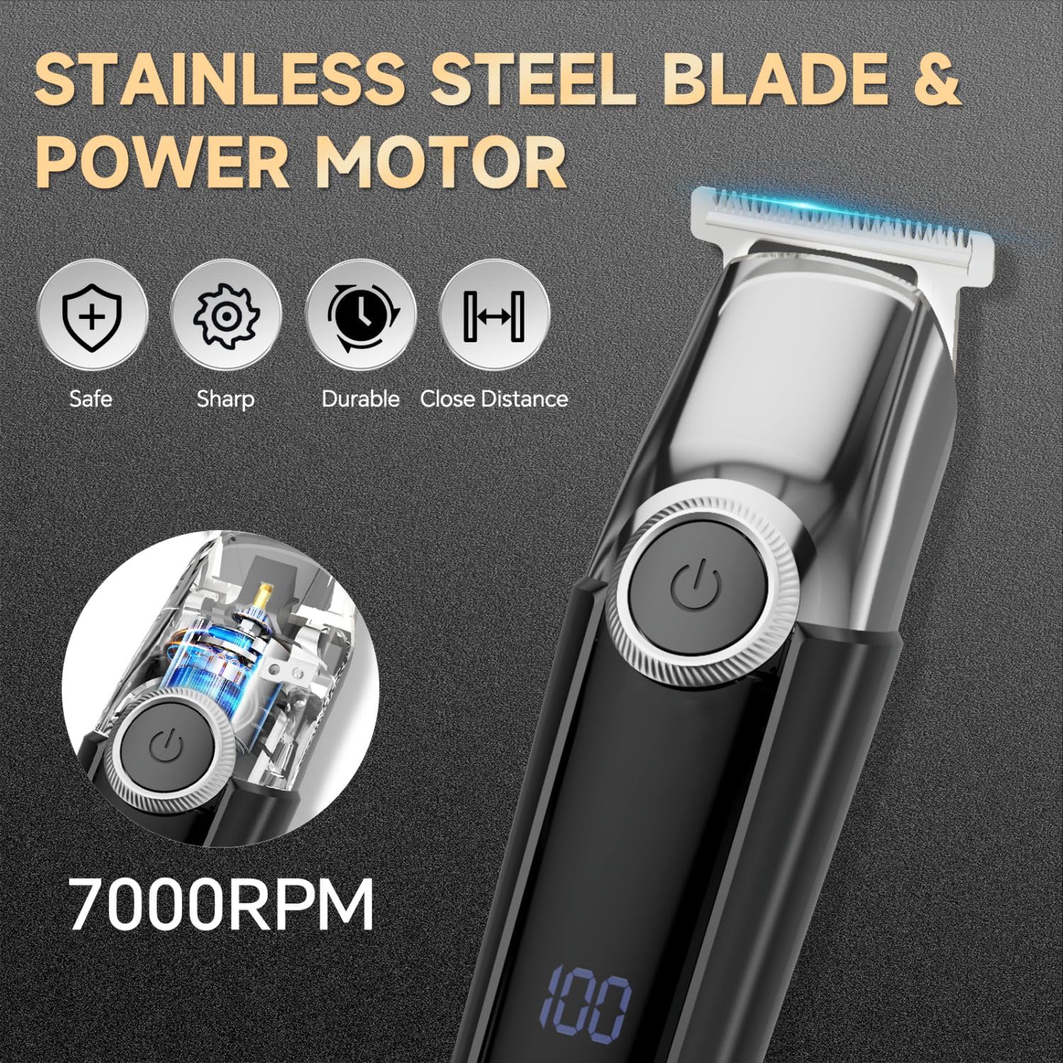 SilkGlow cordless hair clipper digital battery display