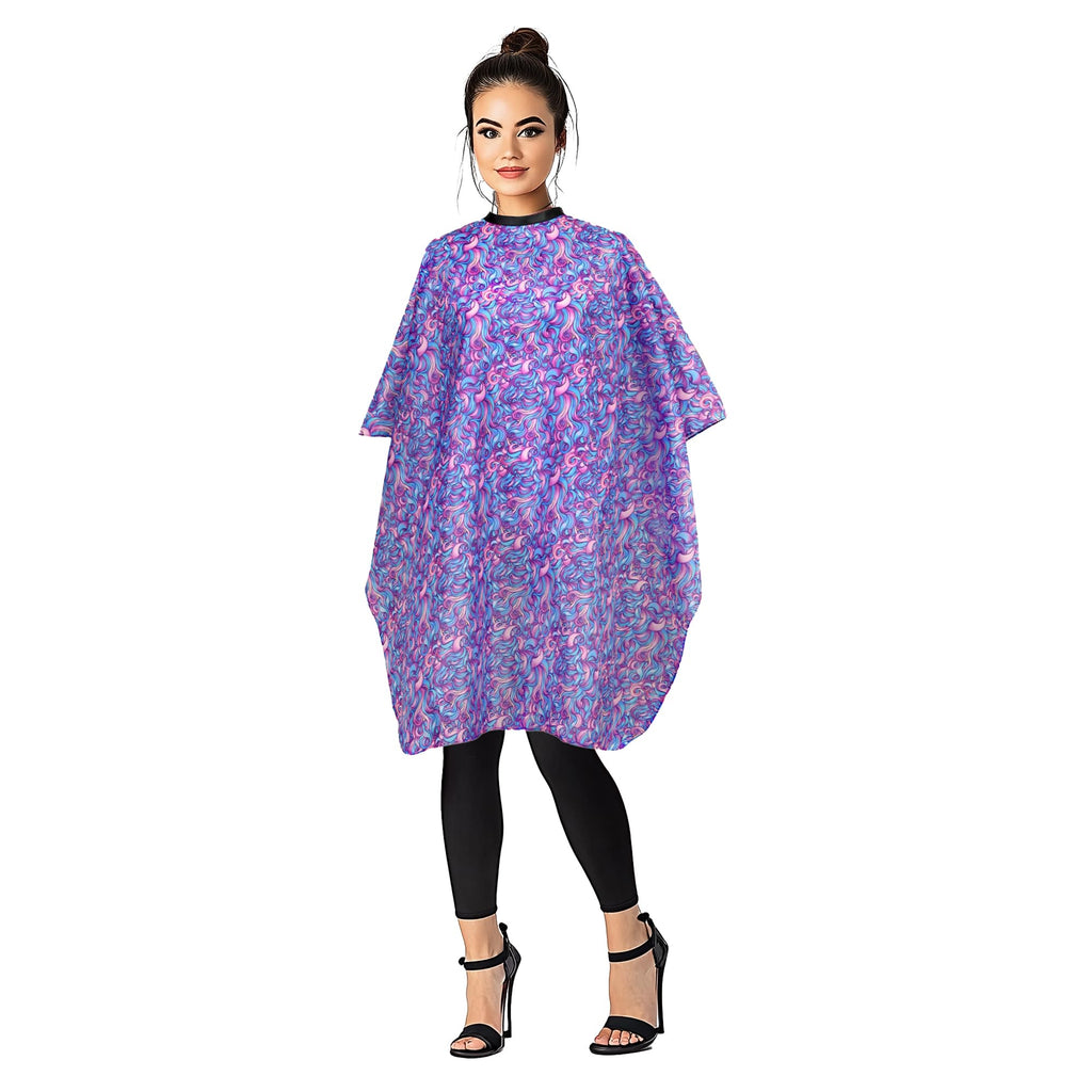 Plum Hill hairdresser cape folded to display lightweight fabric texture