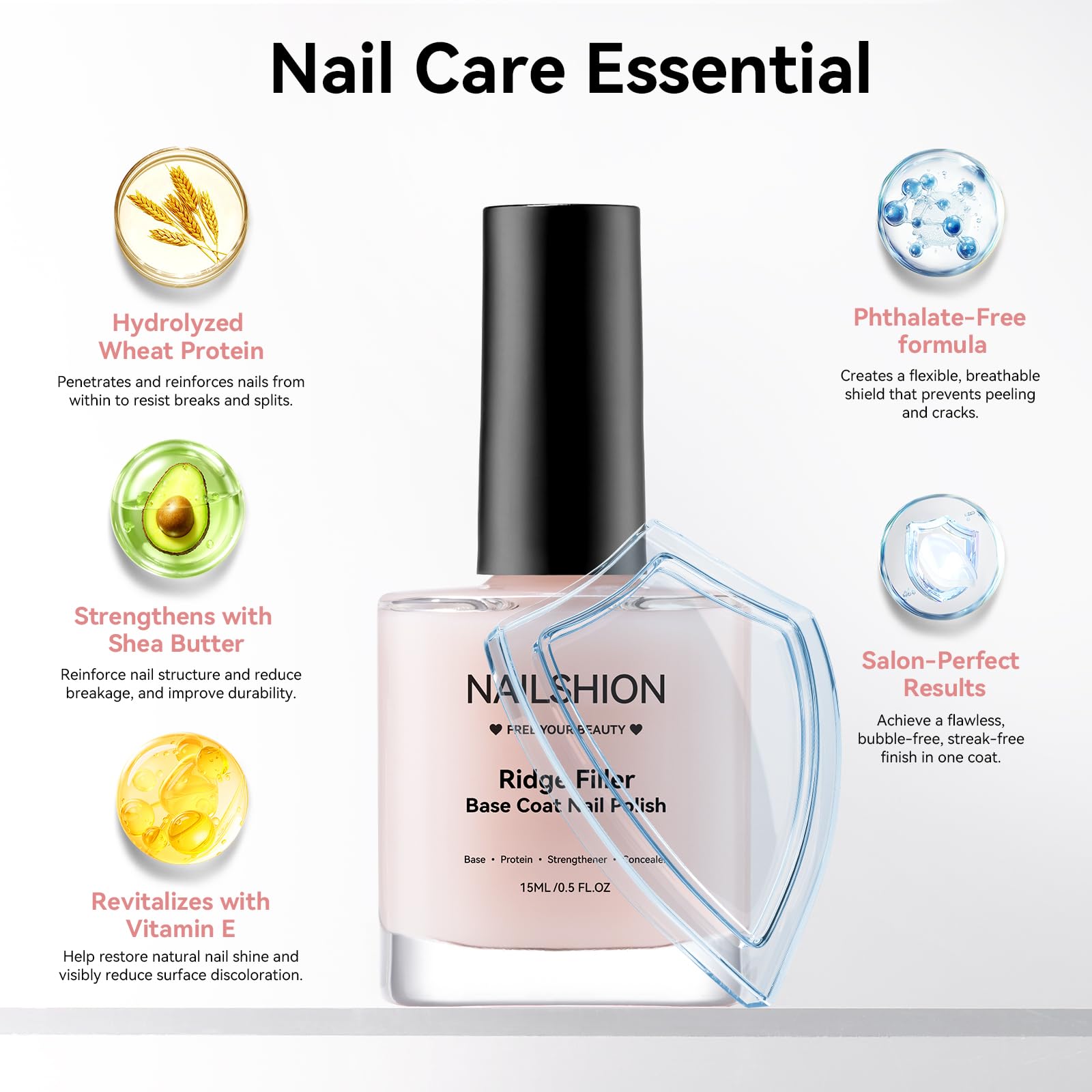 Nailshion vegan and cruelty free nail treatment being applied as a sheer protective layer.