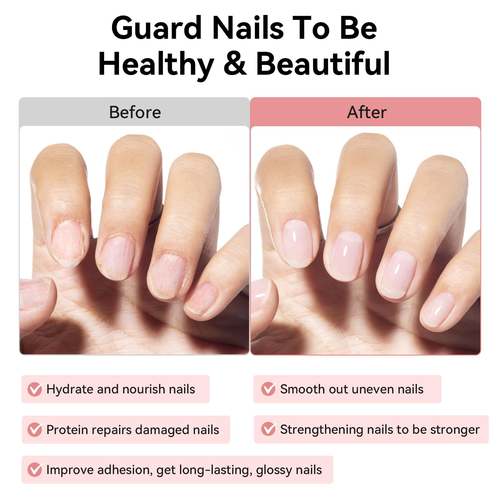 Close up view of the protein and Vitamin E fortified formula texture for damaged nails.