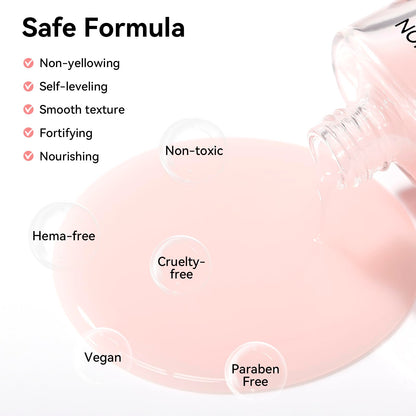 Nailshion leveling base coat rendering a smooth and flawless satin finish on natural nails.