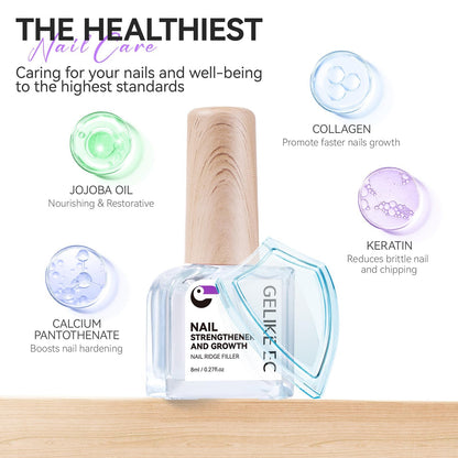 Texture shot displaying the self leveling viscosity of the protein enriched clear nail repair liquid.