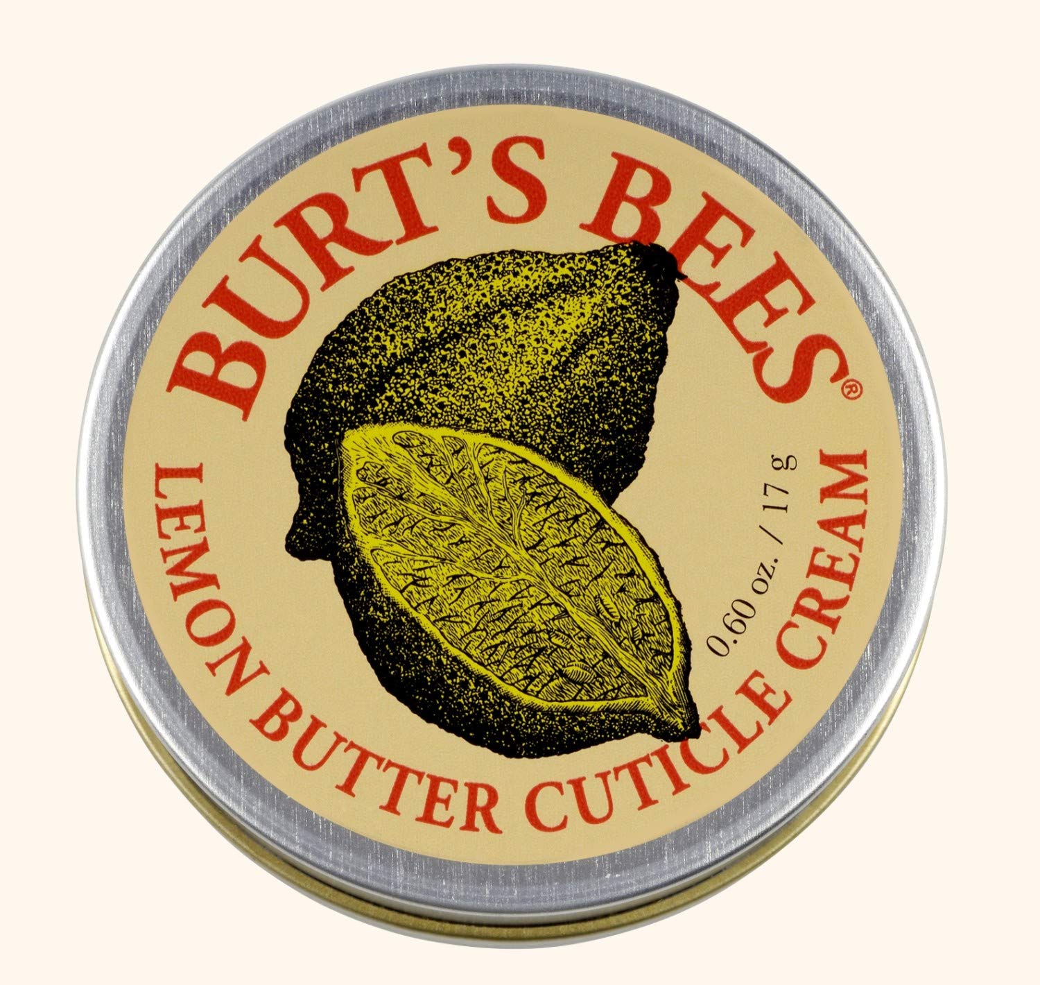 Side profile of Burt's Bees zero point six ounce lemon butter treatment for dry hands